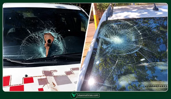 Homens atacam viatura da PM com picareta e pedras. Veja qual foi a reação dos policiais