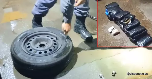 Traficantes transportam droga nos pneus de carro