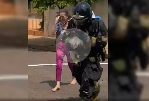 Cãozinho é resgatado pelos Bombeiros durante incêndio