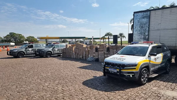 Carga milionária com droga e eletrônicos é apreendida dentro de caminhão