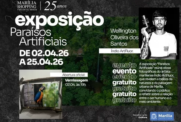 “Paraísos Artificiais” apresenta olhar sensível sobre cidade e natureza em exposição no Marília Shopping