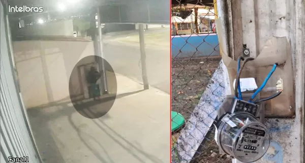 Imagens flagram homem furtando fios em Marília, mas ele escapa da prisão
