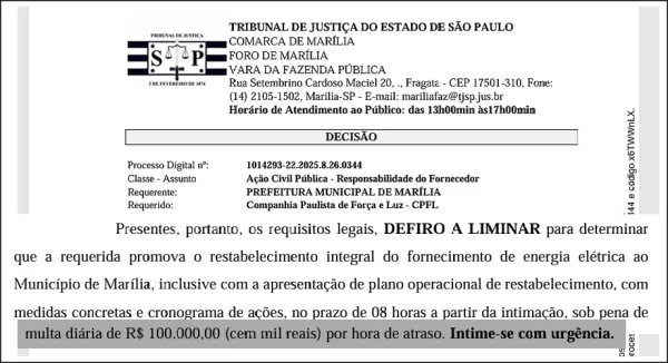 Vendaval: CPFL poderá ser multada em R$ 100 mil/hora por atrasos em Marília