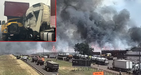 Incêndio de grandes proporções em canavial provoca grave acidente e interdita a SP-333  