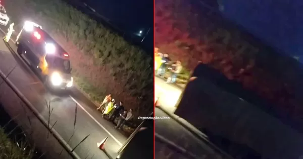 Caminhão perde o freio e tomba na alça de acesso a SP-294 em Marília