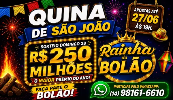 Quina de São João promete prêmio milionário e movimenta apostadores em Marília