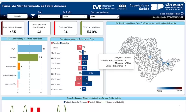 Depois da dengue, Saúde lança painel de monitoramento de febre amarela