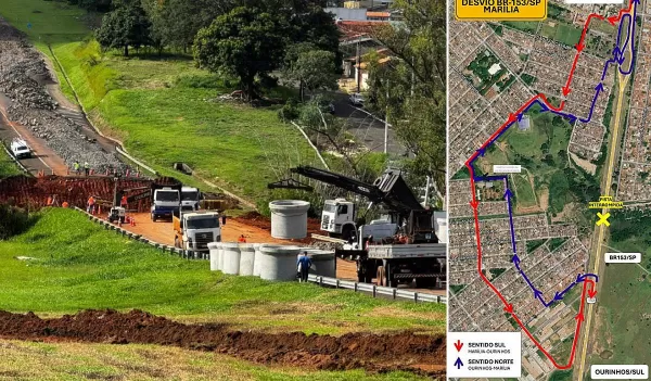 Interdição da BR-153 em Marília tem novo desvio