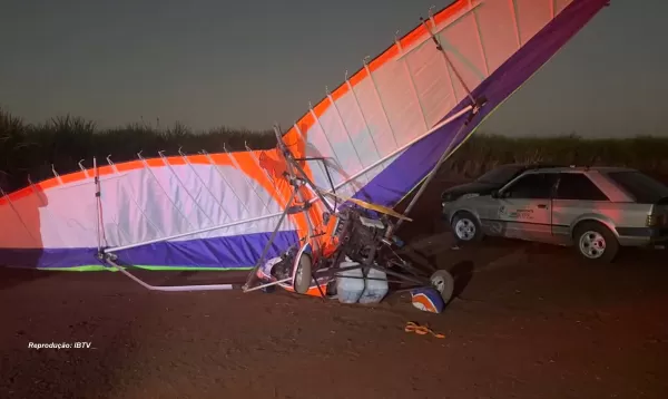 Piloto fica ferido após queda de ultraleve em área rural 