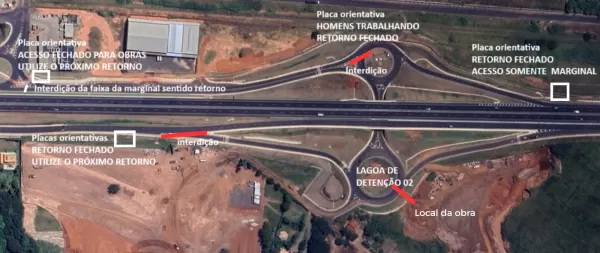 Retorno da SP 294 em Marília será interditado para obras de drenagem