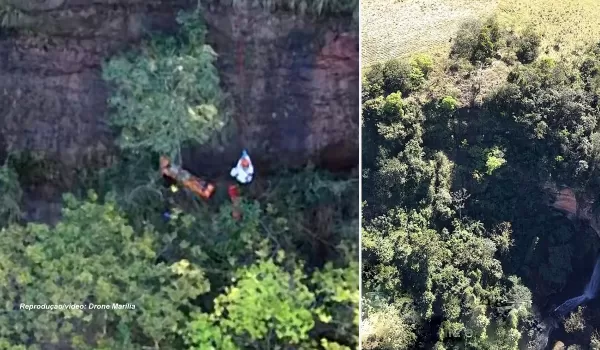 Bombeiros resgatam corpo de homem morto e jogado em penhasco na zona sul de Marília