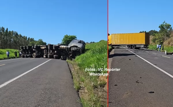 Acidente envolvendo carreta, caminhão e carro interdita a BR-153 em Marília