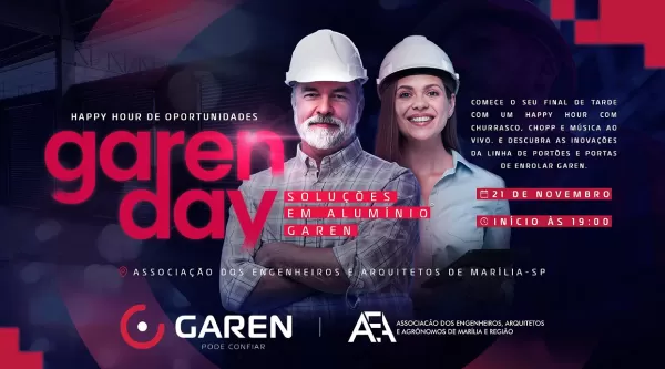 AEA Marília promove happy hour com a Garen Automação no próximo dia 21 de novembro, a partir das 19 horas