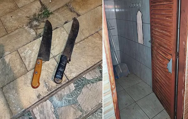 Homem enfrenta PM com facões e acaba atingido por arma taser e bala de borracha
