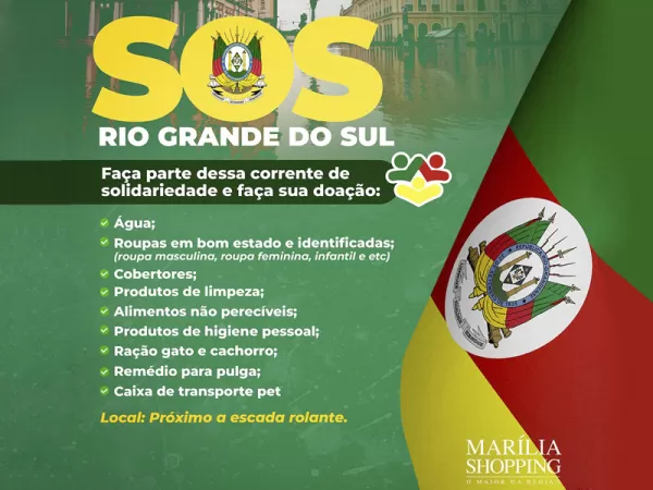 Marília Shopping lança campanha de arrecadação em apoio às vítimas do Rio Grande do Sul