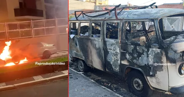 Veículos ficam destruídos por incêndios em Marília