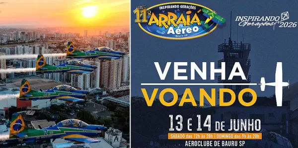 Maior Arraiá Aéreo do país será neste fim de semana em Bauru com Esquadrilha da Fumaça e show inédito de 300 drones