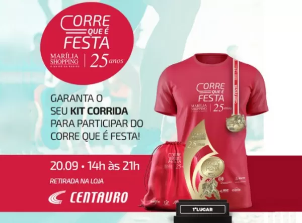 “Corre que é Festa”: Marília Shopping realiza entrega dos kits neste sábado