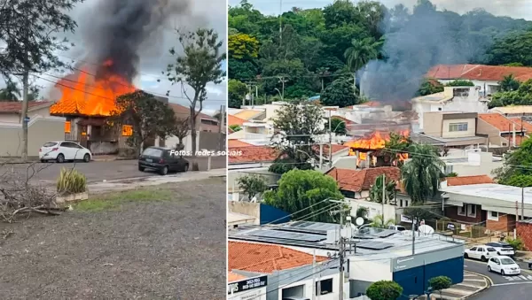 Casa é destruída por incêndio em bairro nobre de Marília