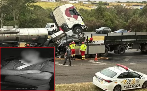 Caminhoneiro dorme ao volante e provoca grave acidente. Veja as imagens!