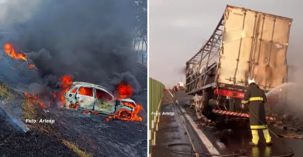 Incêndios às margens de rodovias causam engavetamento com mortes, interdições e muitos transtornos