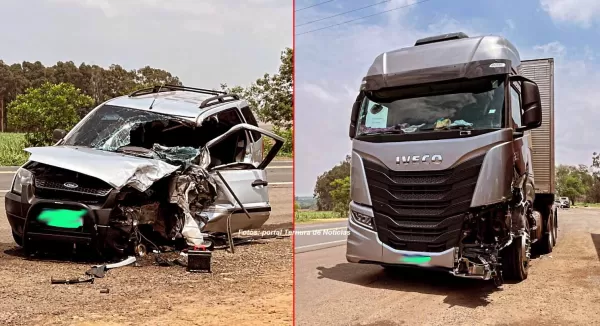 Acidente envolvendo carreta de Marília deixa motorista gravemente ferido