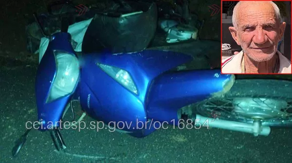Idoso de 79 anos morre em acidente envolvendo moto e caminhonete