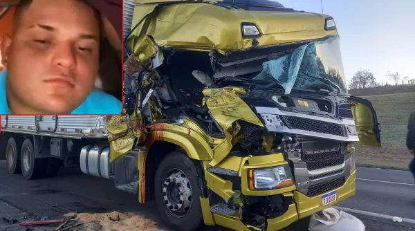 Ajudante de motorista morre em acidente envolvendo caminhões