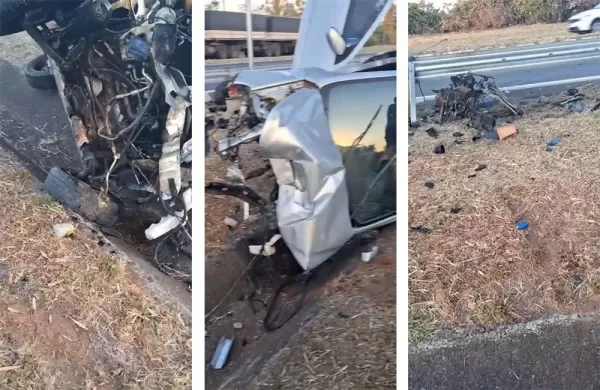 Mulher perde o controle e capota carro na SP-294