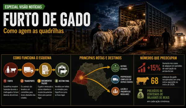 Quadrilhas transformam furto de gado em crime milionário no interior paulista. Região de Marília também está na rota