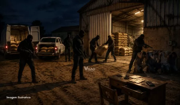 Quadrilha invade fazenda de café, faz funcionários reféns e rouba veículos, dinheiro e a produção