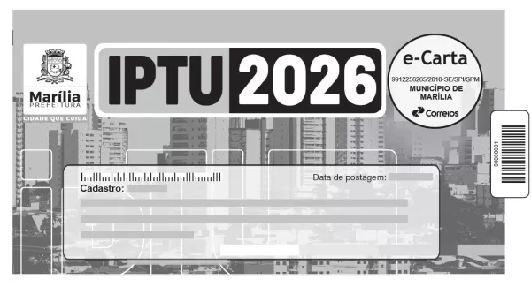 IPTU à vista com desconto de 7% em Marília: prazo está acabando