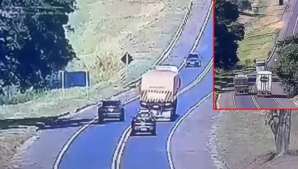 Perigo na curva! Mais um motorista não respeita sinalização e quase provoca acidente na BR-153