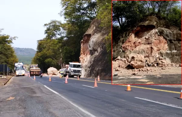 Após desmoronamento, usuários da BR-153 fazem denúncias e empresa diz que intensifica "vistorias preventivas"