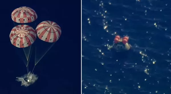 Astronautas da Artemis estão de volta à Terra. Cápsula pousa com segurança no mar