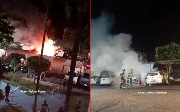 Incêndio na garagem de condomínio atinge carros em Marília
