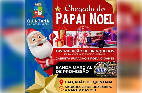 Quintana se prepara para uma noite inesquecível com a Chegada do Papai Noel!