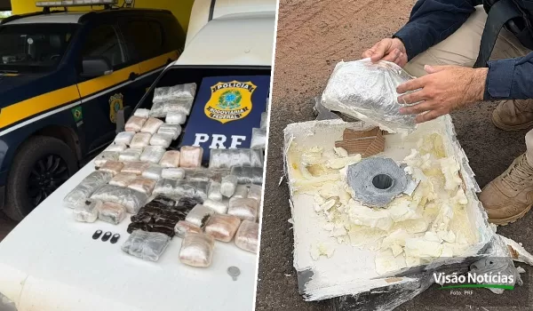PRF apreende na BR-153 mais de 30 quilos de haxixe em esconderijo inusitado 