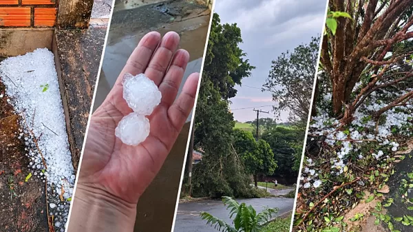 Granizo atinge a região e chuva forte avança também em Marília nesta noite
