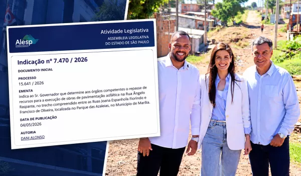 Dani Alonso e Capitão Augusto anunciam licitação para asfalto da Rua Ângelo Raspante em Marília