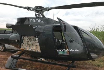 PF apreende em canavial helicóptero com quase 500 kg de cocaína