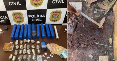 Polícia encontra drogas enterradas no quintal de casa 