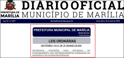 Prefeitura publica decreto regulamentando reabertura do comércio em Marília