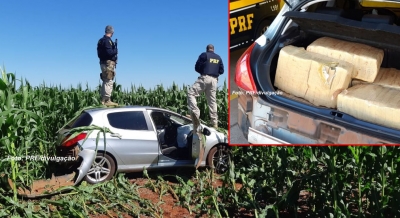 PRF apreende carro com 250 quilos de maconha, na região