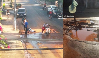 Buracos e vazamentos: muitas reclamações pela cidade e causam até acidente