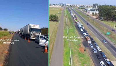 Após reclamações de motoristas, concessionaria faz desvio para reduzir congestionamentos na SP-333