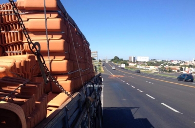 Carga de telhas tomba na SP-294