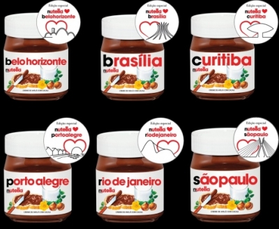Nutella lança rótulos com nome de cidades brasileiras