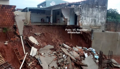 Chuva provoca desabamento parcial de casa na zona oeste em Marília