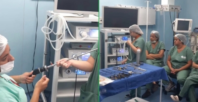 Equipe do centro cirúrgico do HBU recebe treinamento sobre uso de equipamentos de vídeo